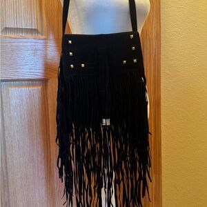 Chic Black Fringe Crossbody Bag
